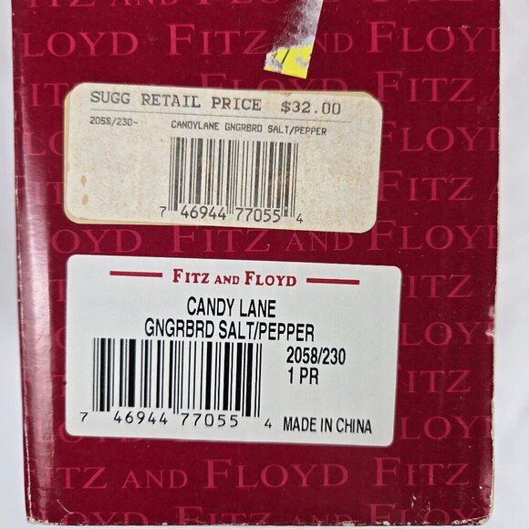 Fitz and Floyd Candy Lane Gingerbread Salt and Pepper Shaker Set Ceramic Vintage - Picture 10 of 14